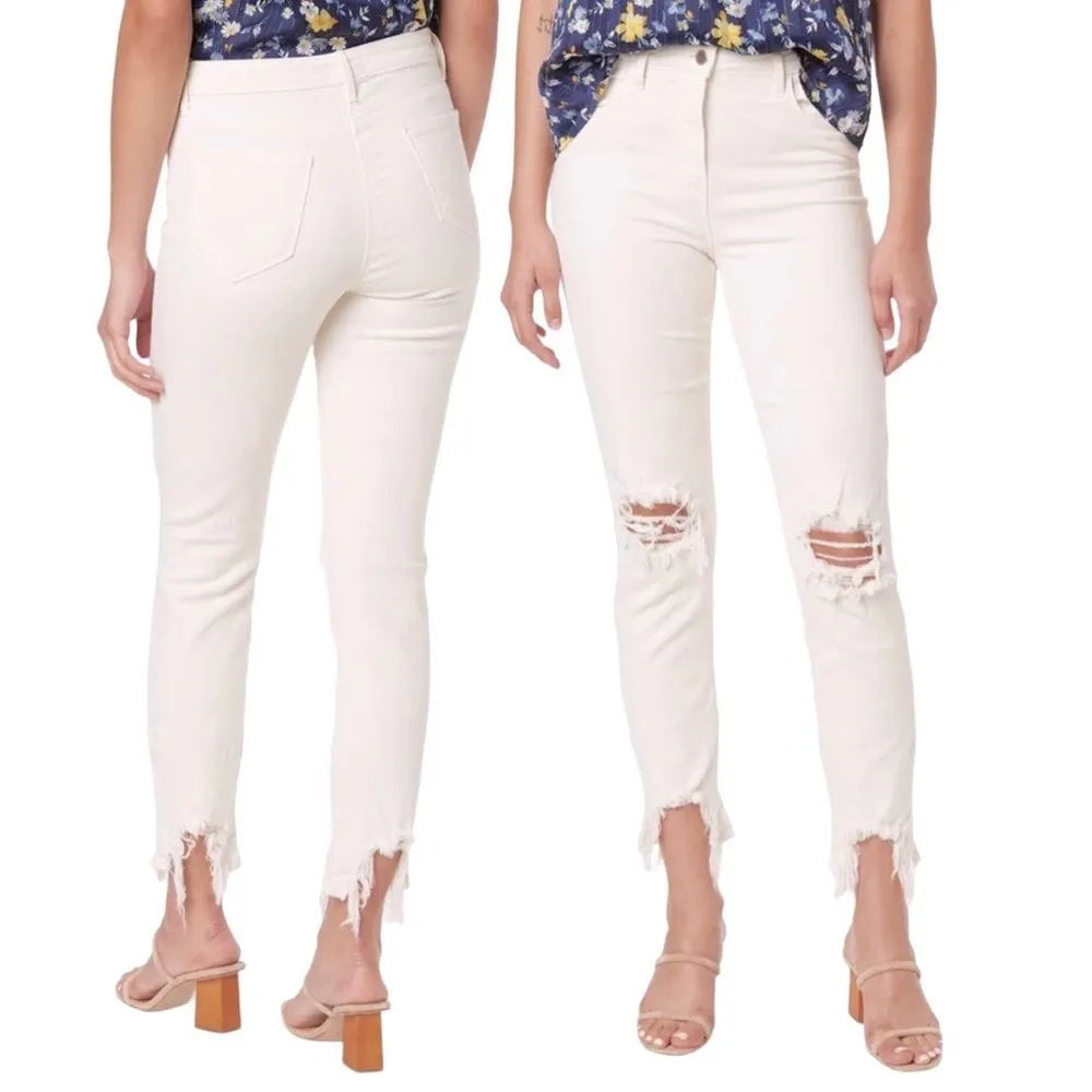 L’Agence Jeans White High Line High Rise Distressed Stretch Skinny Jean Size 24 - Image 17