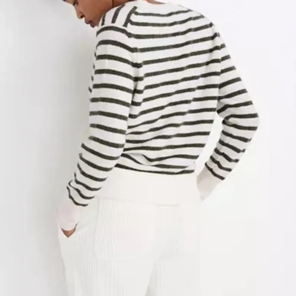 NWT Madewell Elthorne‎ Faux Wrap Green Striped Wool Alpaca Blend Sweater - Image 2