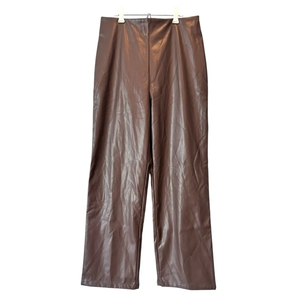 Lisa Says Gah Luisa Brown Faux Leather Straight Leg Pants, medium / large, EUC - Image 7