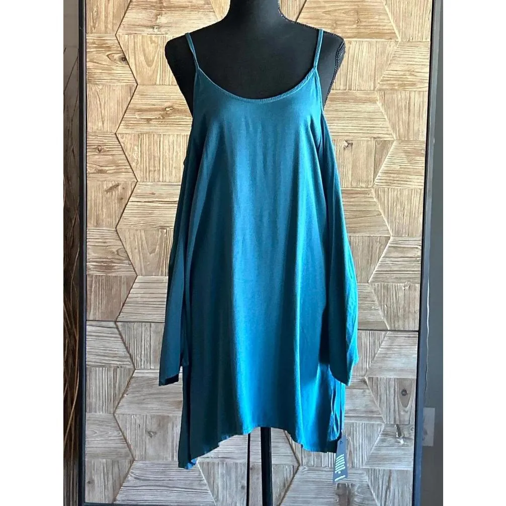 NWT Michael Lauren Womens Dress XS Blue Open Shoulder Bell Sleeve - Image 2