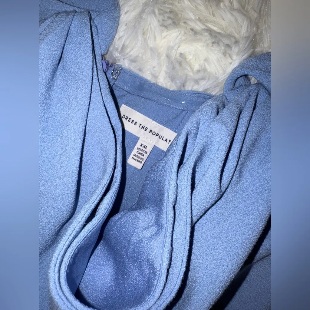 New Dress The Population Melania Off-The-Shoulder sky blue Gown sz XXL - Image 8