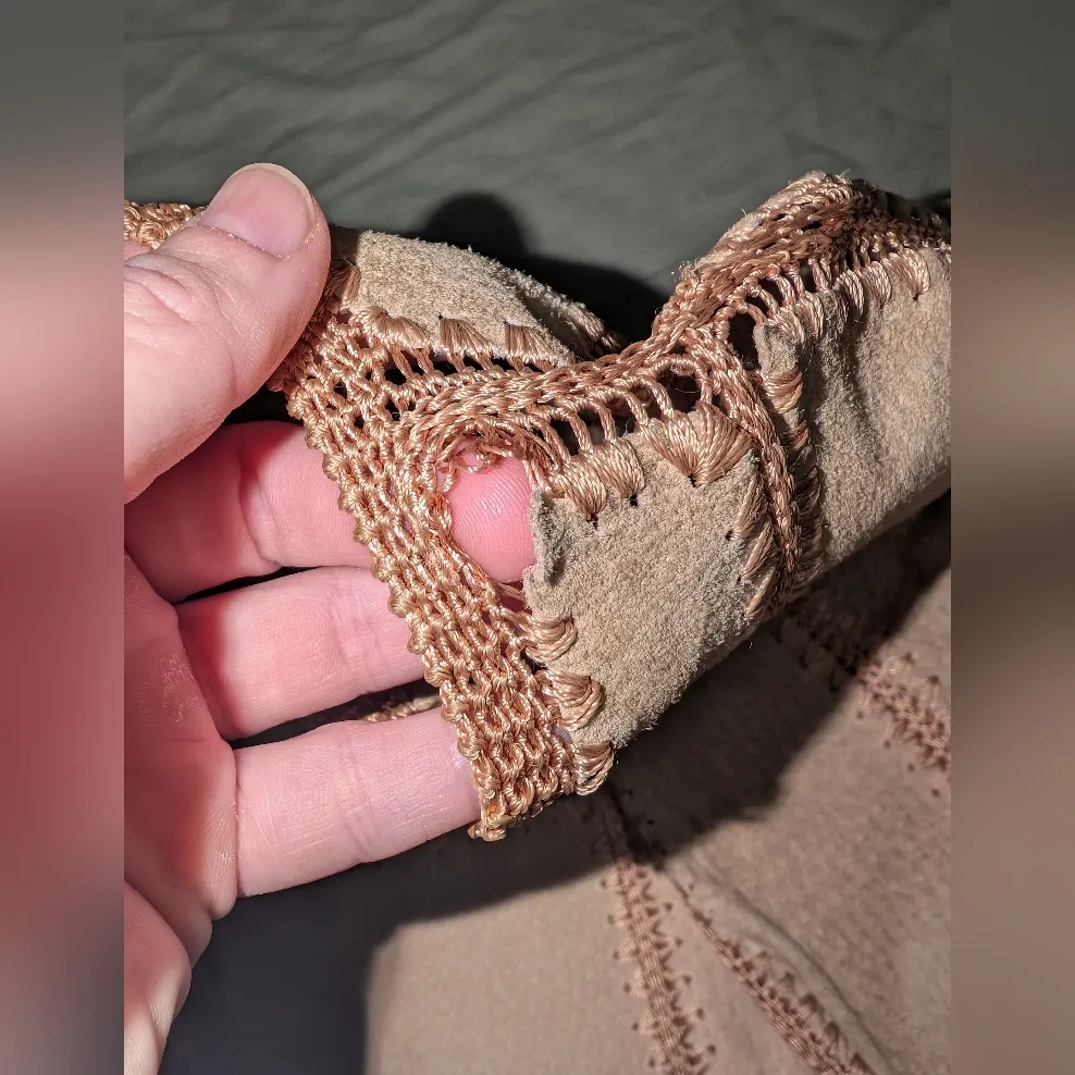 Vintage Lisa International Suede And Crochet Jacket Women's Medium Brown - Image 8