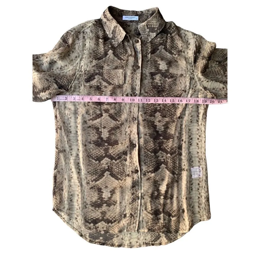 Equipment Femme 100% Silk Signature Slim Fit Button-Up Snake Print Shirt - Image 10