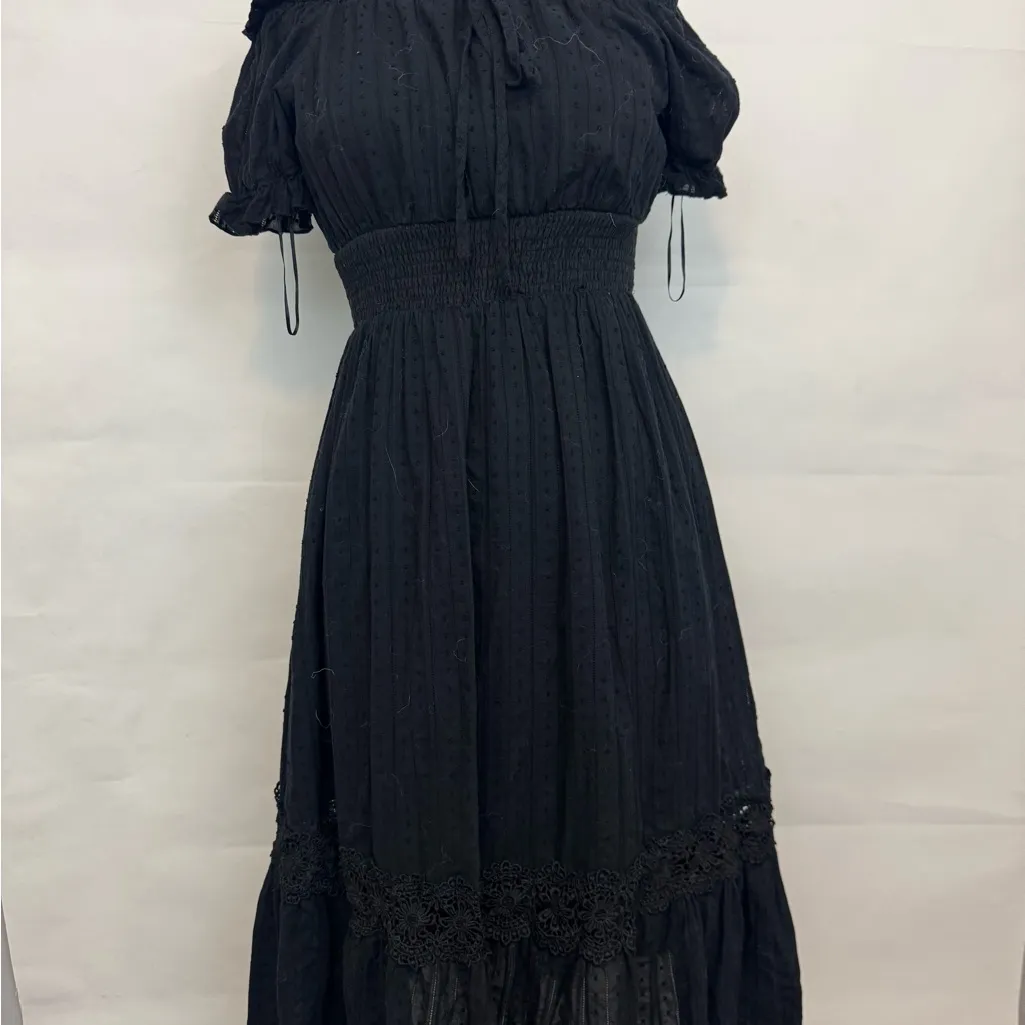 Scarlett Darkness Women Off Shoulder Renaissance Medieval Cotton Dress Black S - Image 2