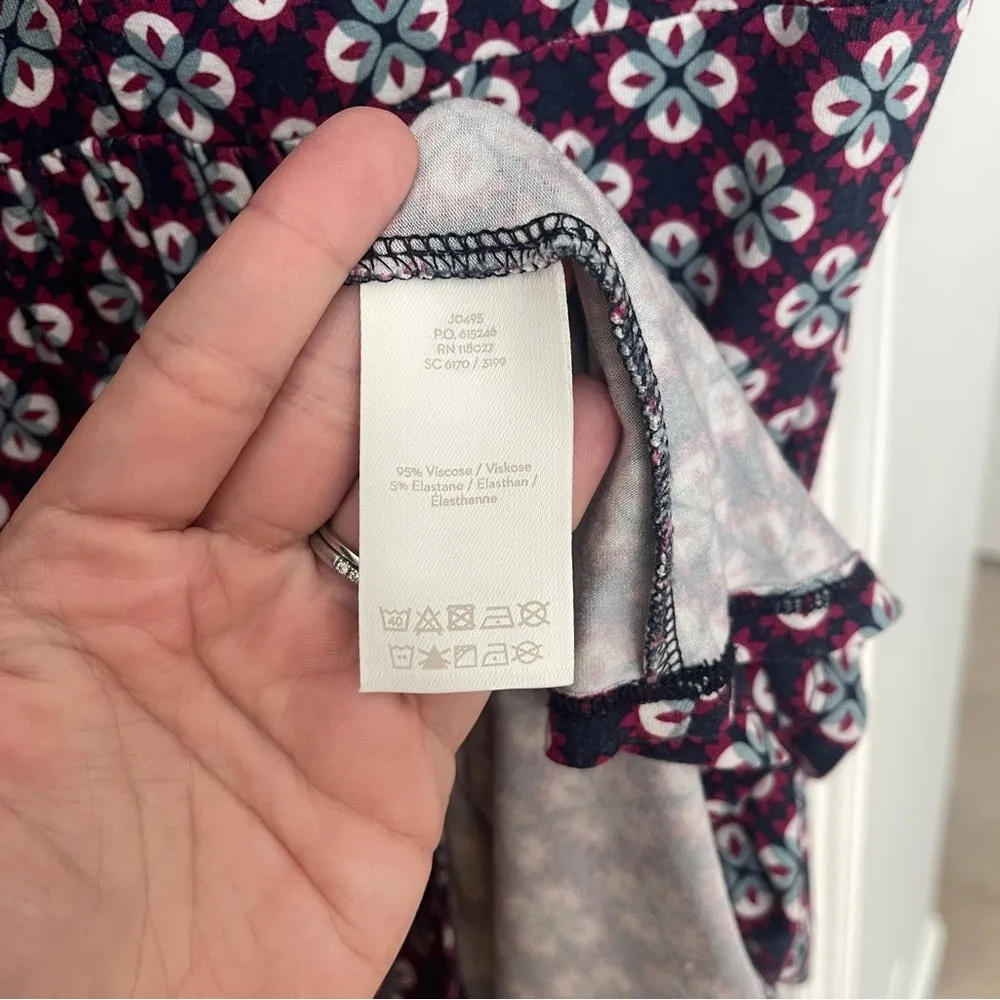 Boden Floral Sabina Jersey Tunic Navy Vibrant Plum Bud Tile Dress Blue Size 6 - Image 3