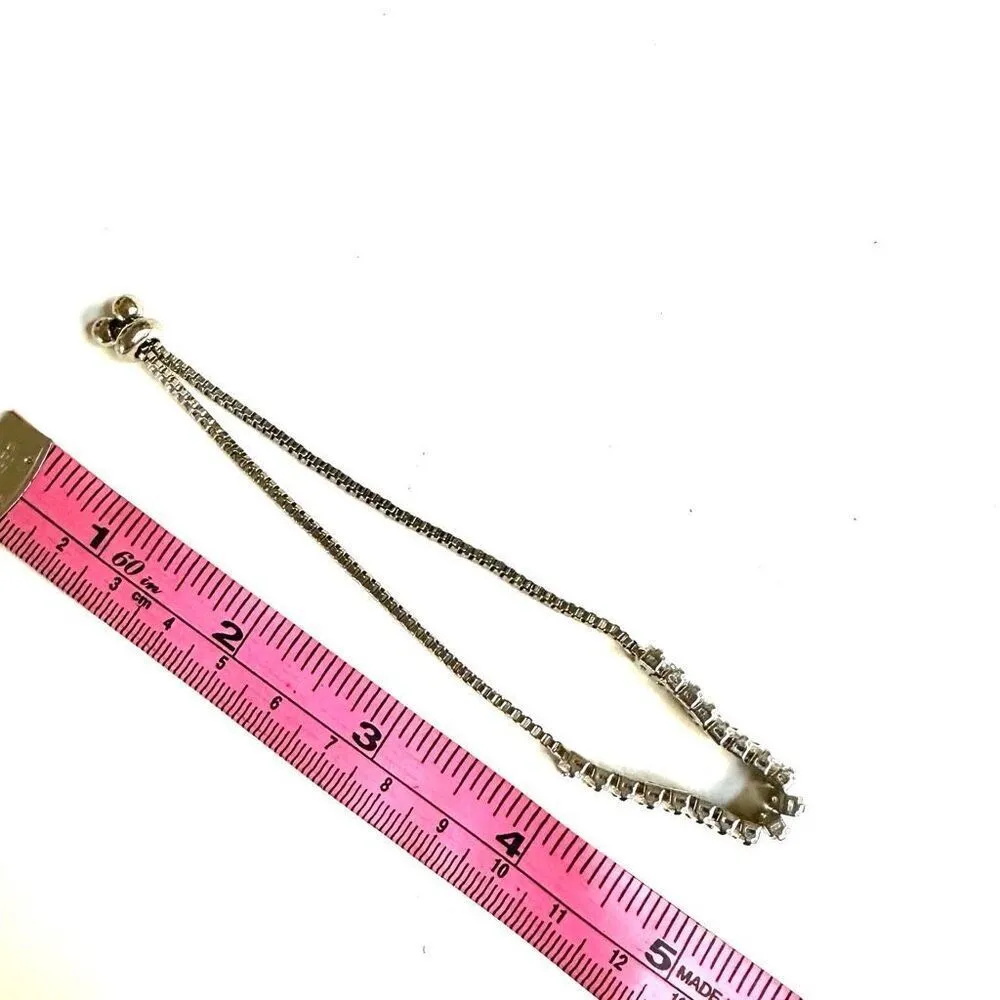 Faux diamond adjustable tennis bracelet Silver - Image 7