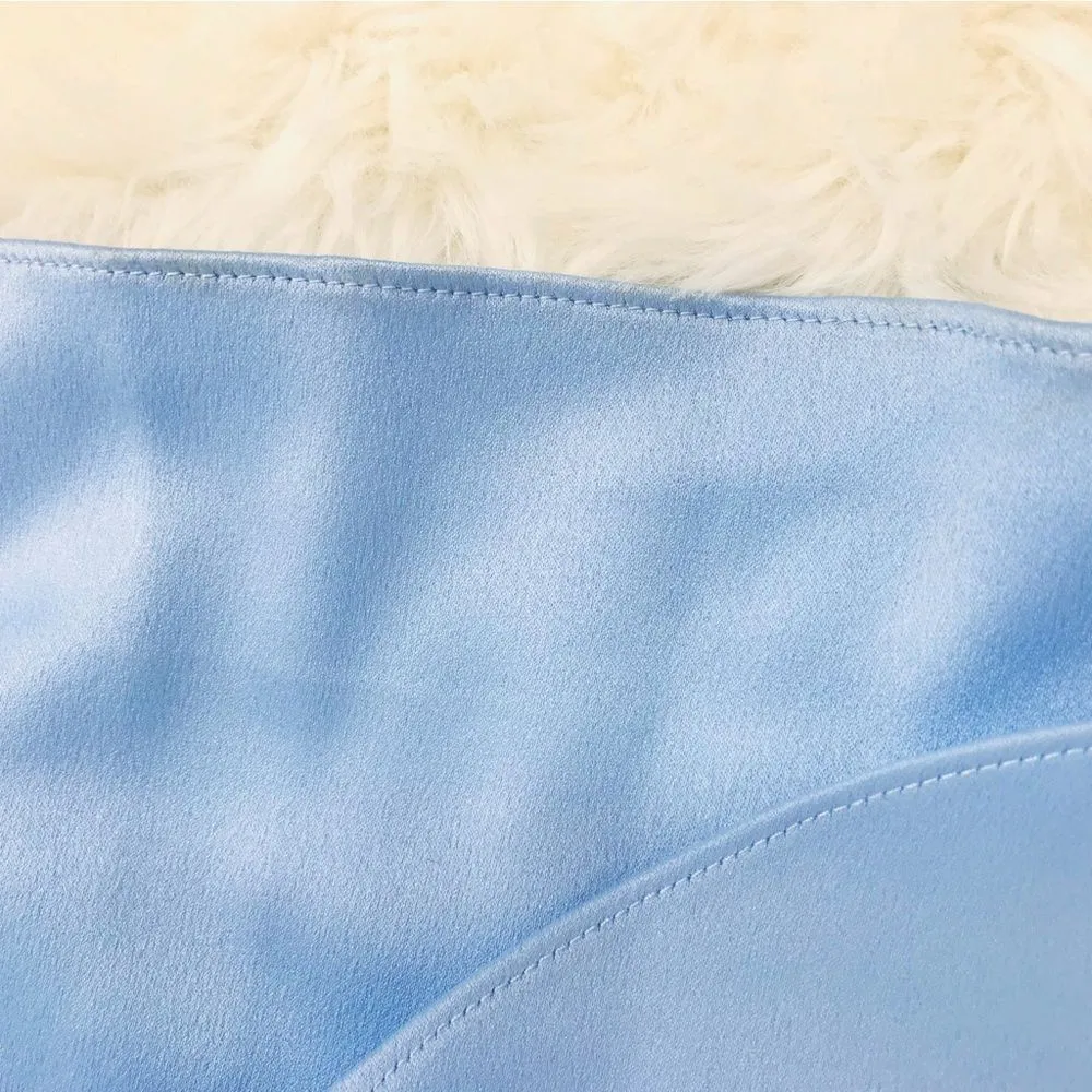 ADRIANNA PAPELL Blue Satin Crepe‎ Tie Waist Dress Long Formal Gown Size 10 New - Image 13