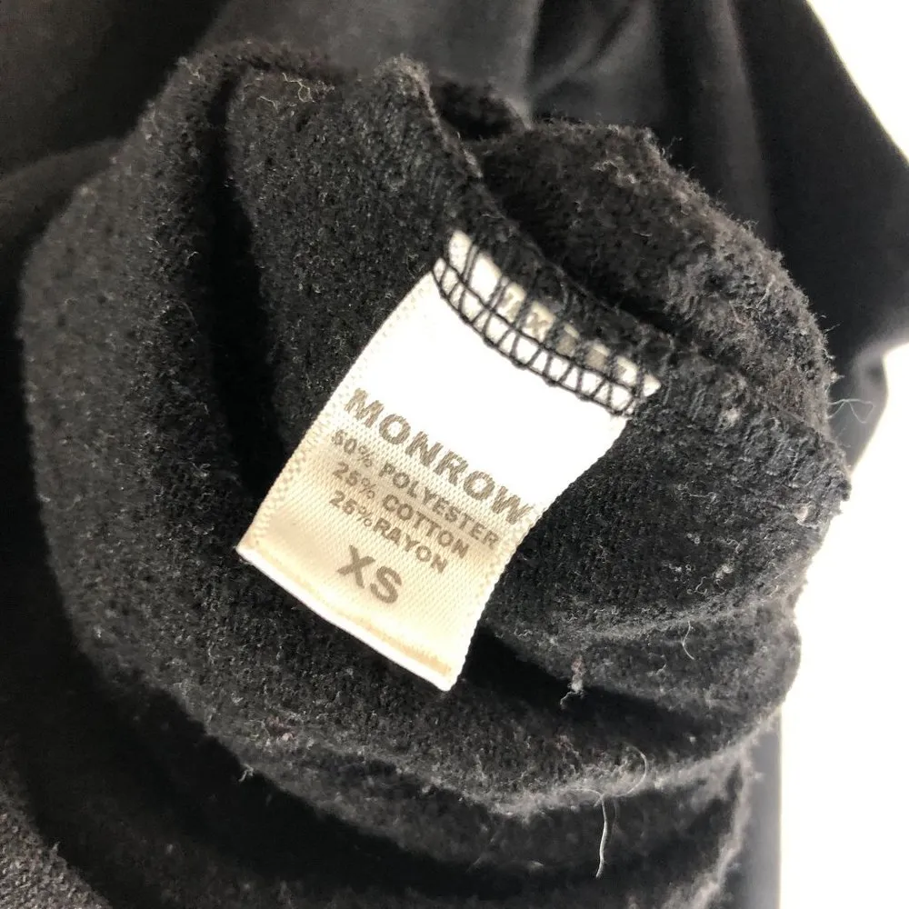 Monrow Womens Sweatshirt Cold Shoulder Crew Neck Black XS - Image 4