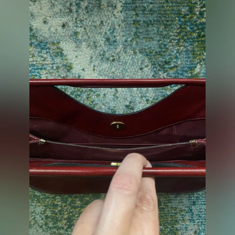 Vintage 70/80s oxblood burgundy leather handle briefcase purse - Image 5