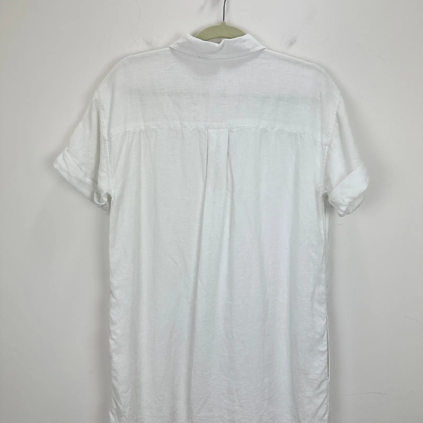 NEW J.Crew Tall Capitaine Shirt Dress Linen Minimalist Pockets Resort White XS - Image 5