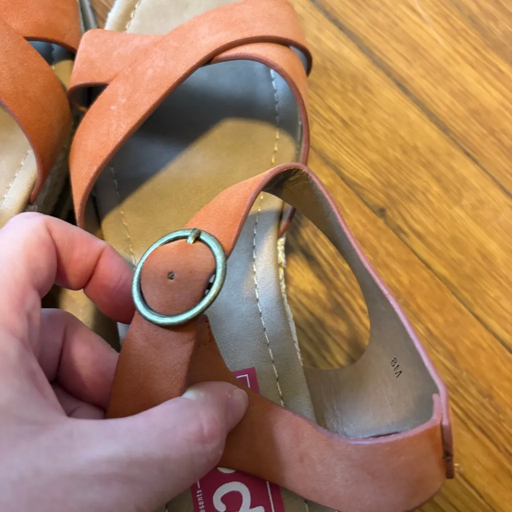 JC Penny POP Platform Espadrille Sandals Brown Orange Tan Strappy Women’s 8M Size 8 - Image 12