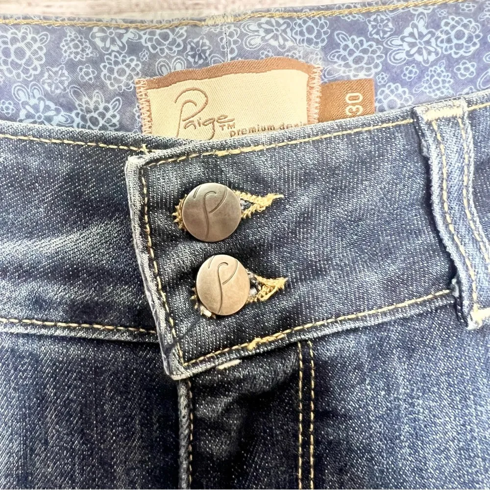 PAIGE Hidden Hills Blue Boot Cut Flare Jeans Size 30 - Image 4