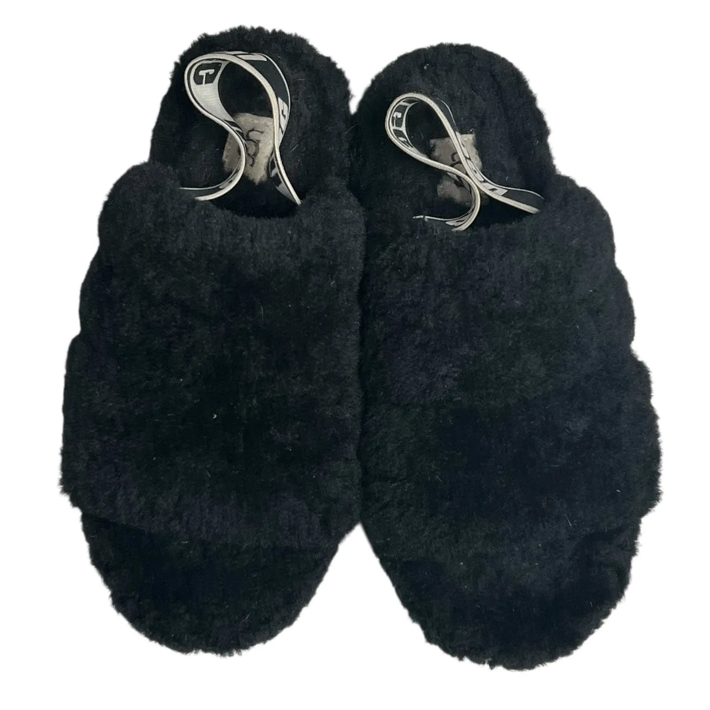 Ugg Fluff Yeah Slide Slippers Womens 8 Black Plush Sheepskin Logo Soft Fur Cozy - Image 3