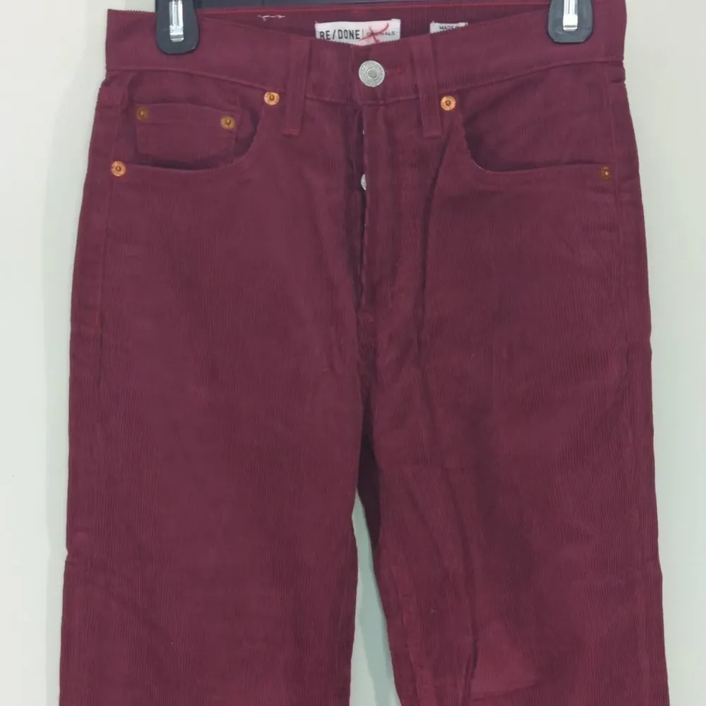 RE/DONE Corduroy Pants NWT Burgundy Red USA High Rise Stovepipe - Image 3
