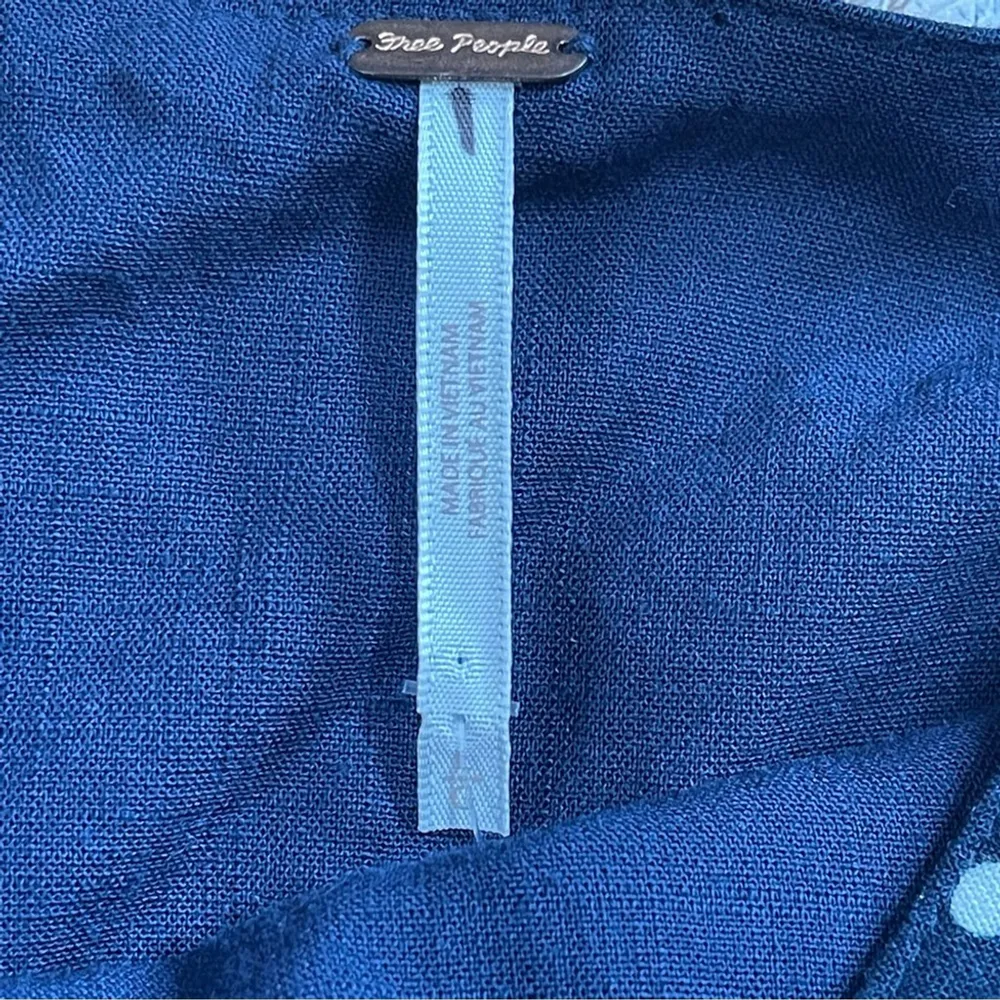 Free People High Strung Blue White Polkadot Romper Jumpsuit w Bows Coquette Sz L - Image 11