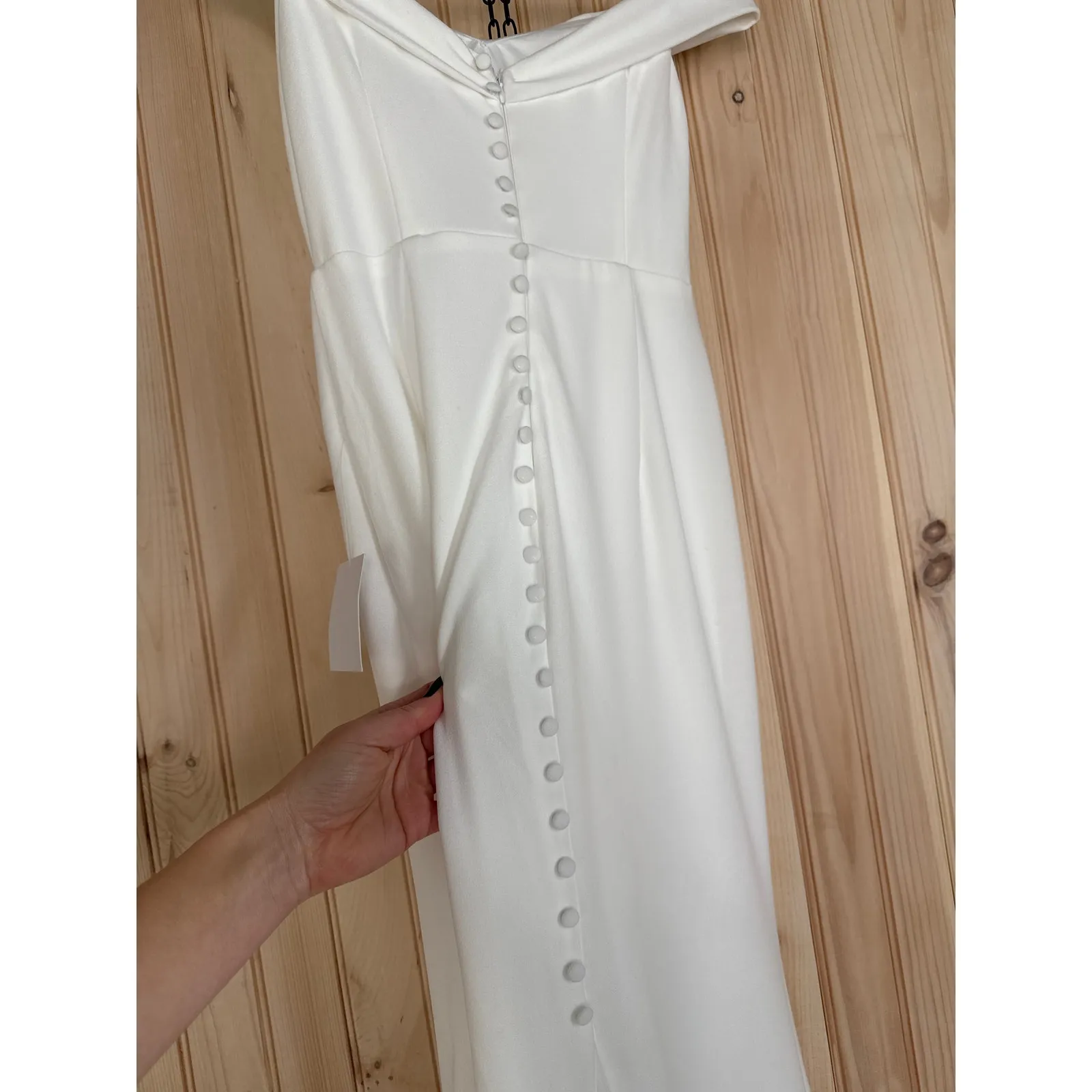 NWT Lulus Arienne White Off-the-Shoulder Mermaid Maxi Dress Wedding Bridal Sz S - Image 9