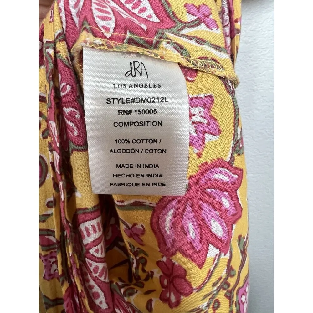 dRA Los Angeles Floral Block Print Maxi Dress Medium Tie Waist Anthropologie - Image 5