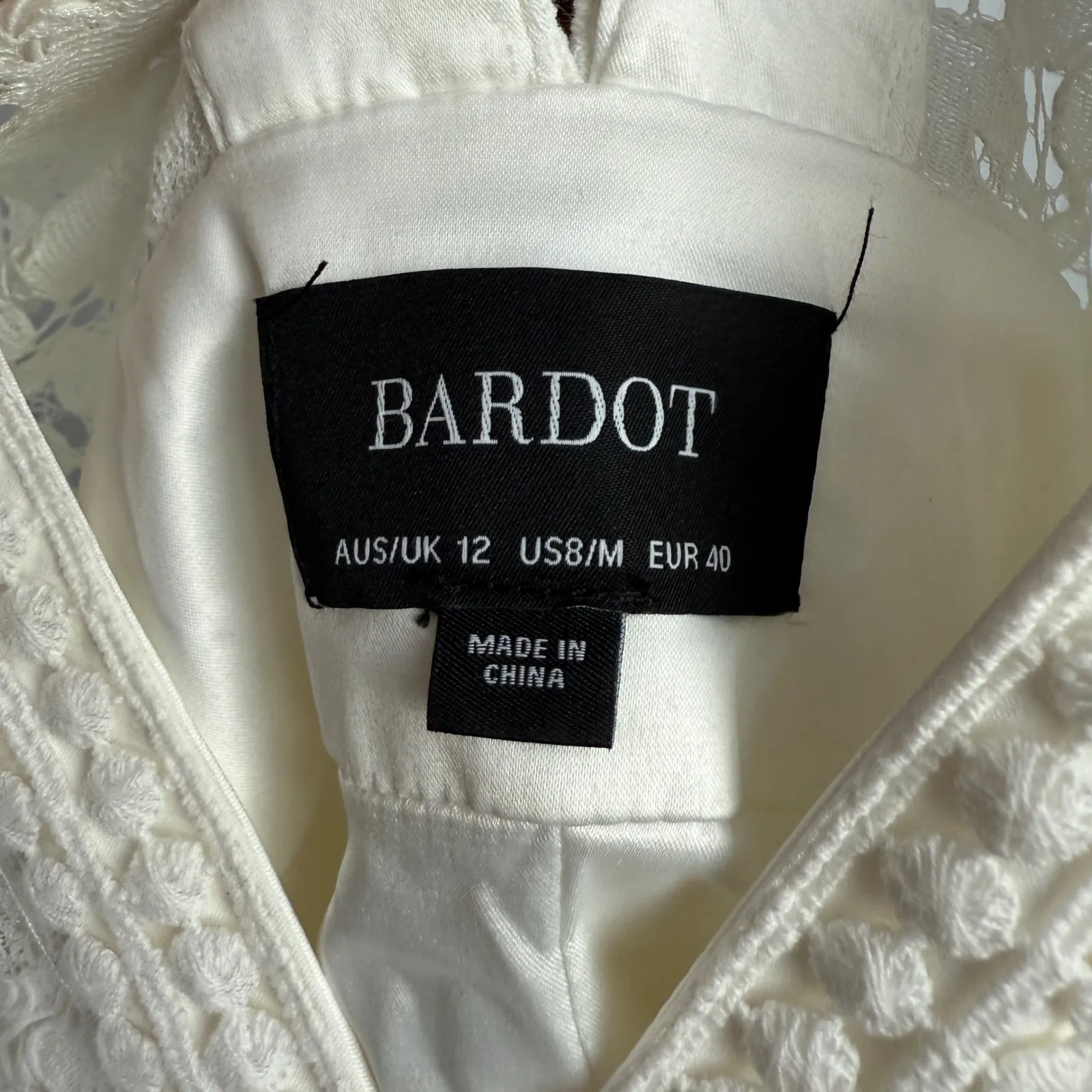 Bardot White‎ embroidered midi cocktail dress luxury party knee length size M - Image 4