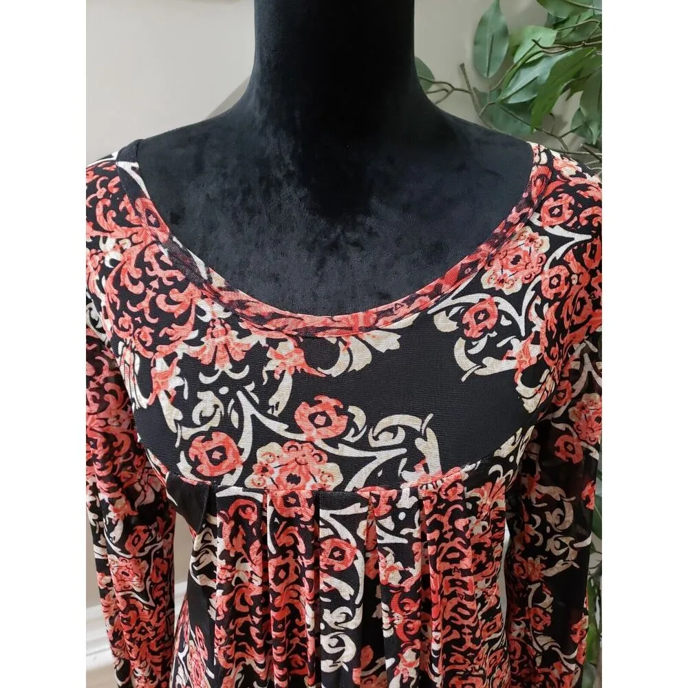 Womens Multicolor Polyester Round Neck Long Sleeve Knee Length Dress Size Medium - Image 5