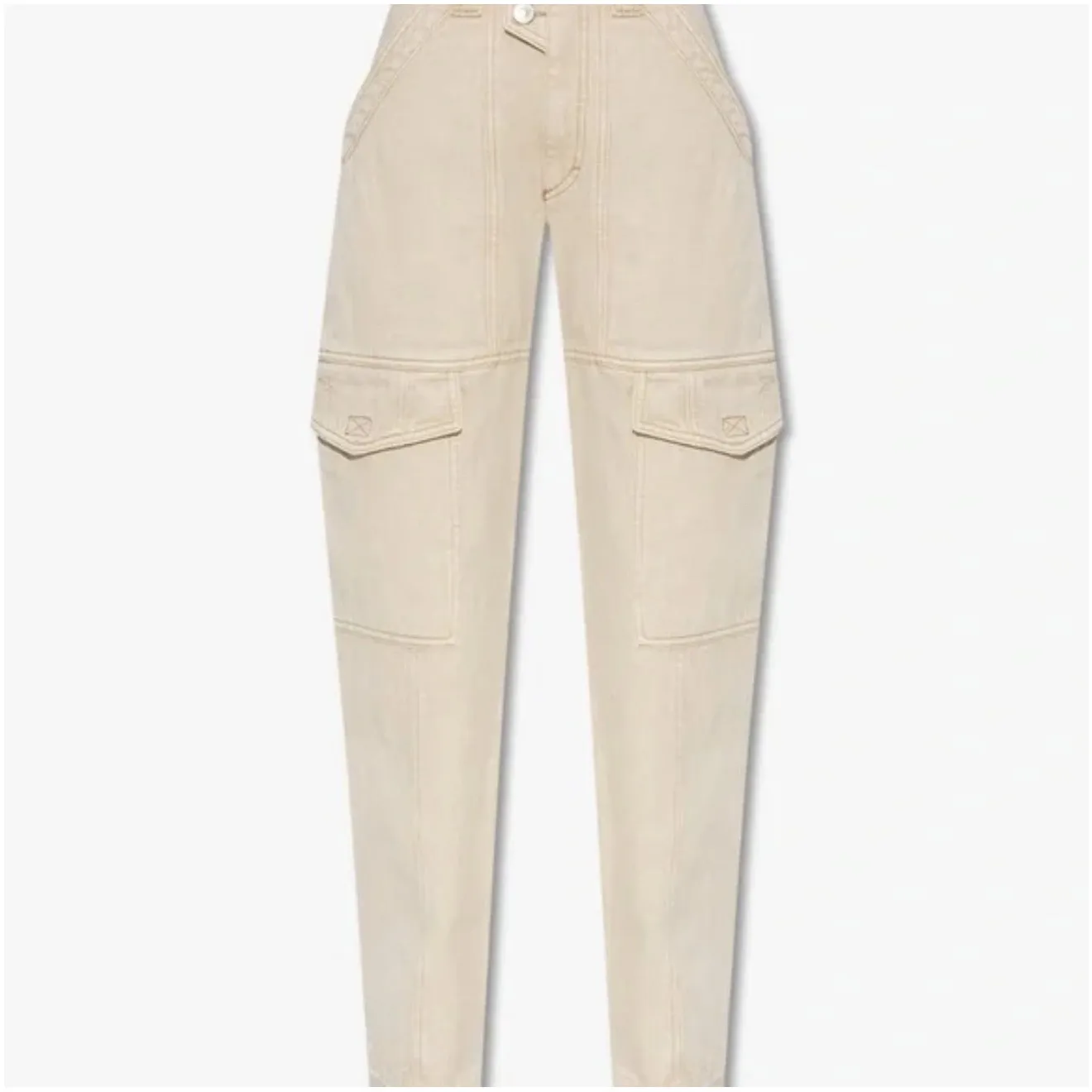 Isabel Marant Etoile Vayoneo Cotton High Rise Cargo Pants Ecru Size 38 / US 8 - Image 3