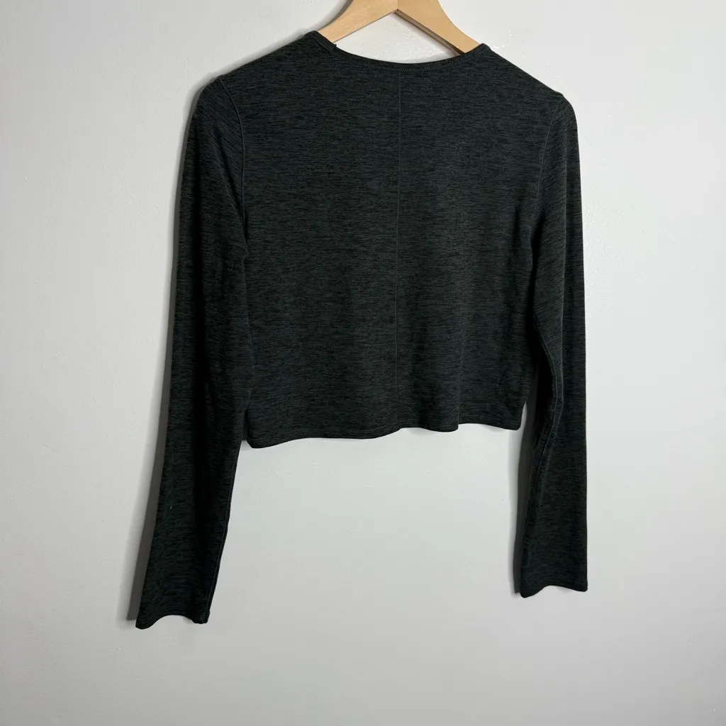 Girlfriend Collective ReSet Cropped Long Sleeve Workout Top Moon Gray Marled LG - Image 6