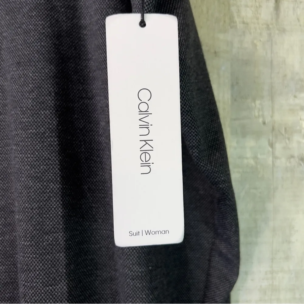 Calvin Klein Size 20W Black Dress Faux Leather Waist Slim Gray Leg Pants Pockets - Image 7