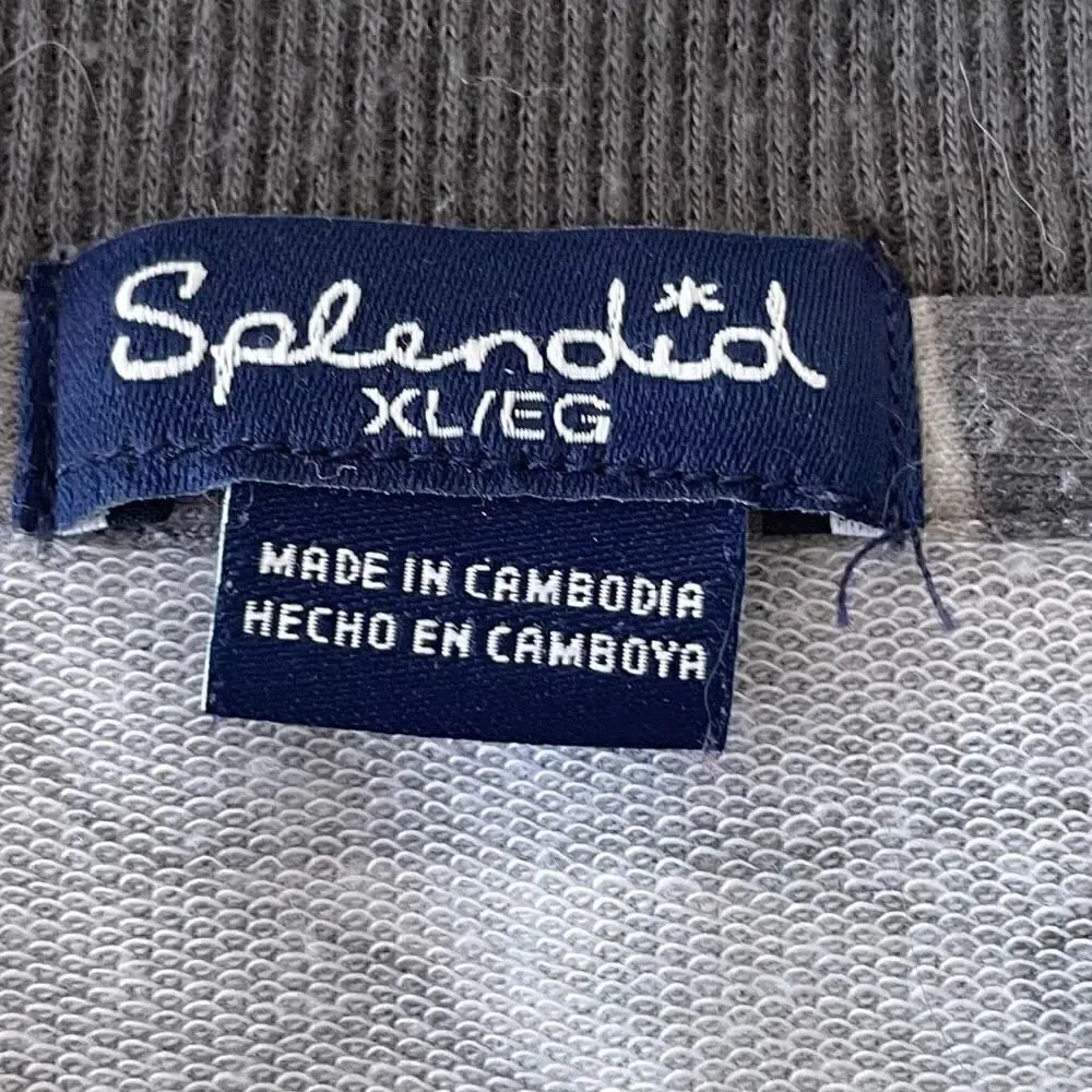 Splendid Gray Camo Long Sleeves High Heck Blocked Detail Sporty SZ XL # 1764 - Image 6