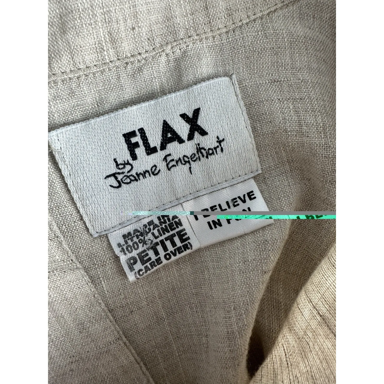 FLAX Jeanne Engelhart Tan Button Up Shirt Women's Sz Petite (b45) - Image 4