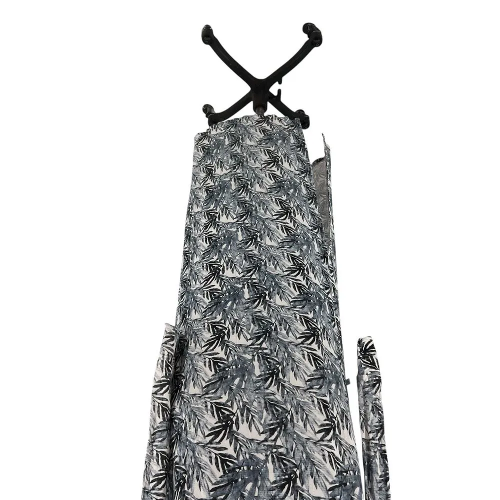 Posh Peanut Henley Button Stretch Maxi Dress Jared Blue Leaf Print Size Small‎ - Image 10