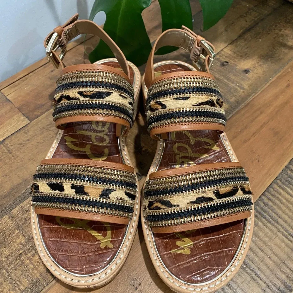 Sam Edelman Women’s New Nala Leopard Cheetah Print Platform Open Toe Sandals 6.5 - Image 3