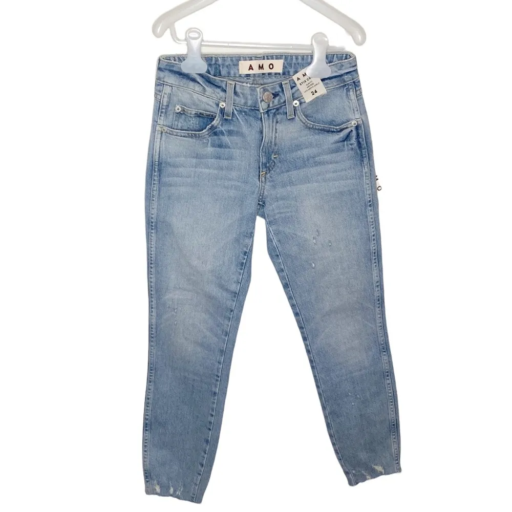Amo Stix Crop mid rise slim fit distressed jeans in Check us later wash size 24 - Image 36