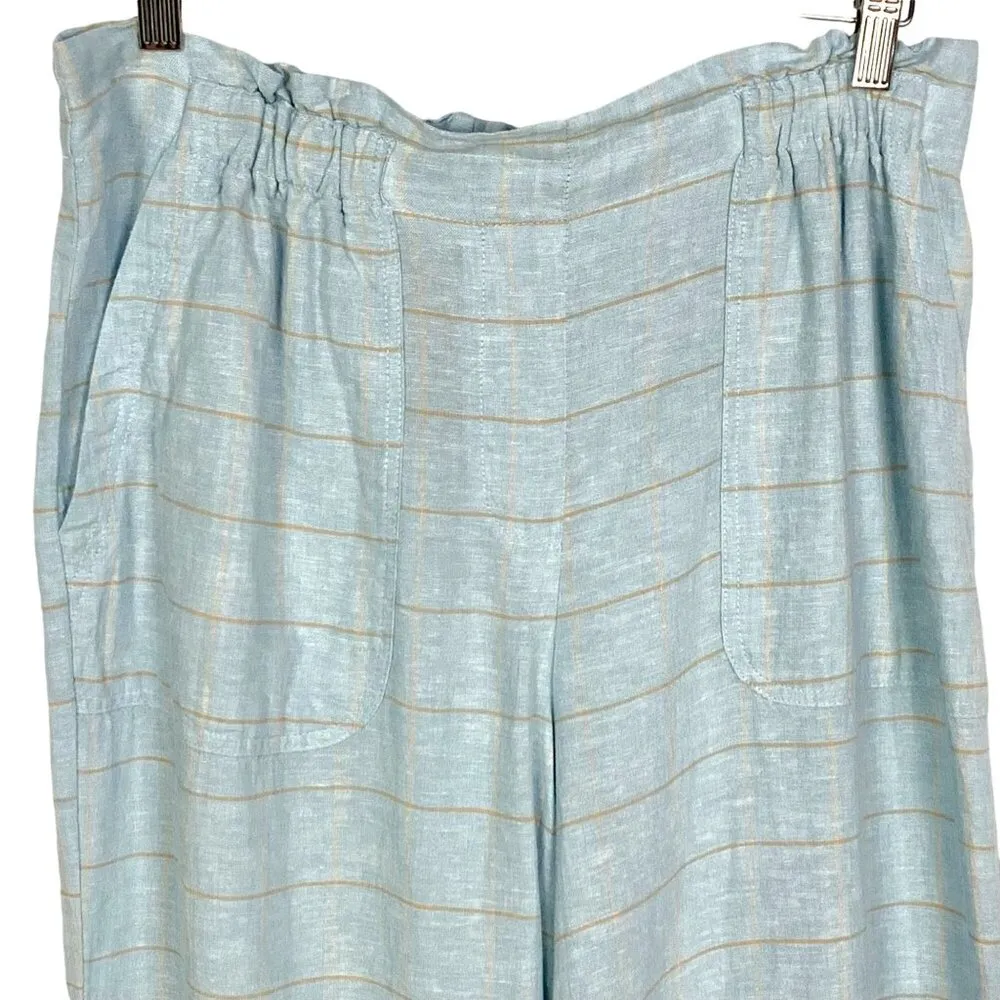 Sharagano Linen Blend Blue Casual Pull On Pants Size M Resort Cruise Lagenlook - Image 2