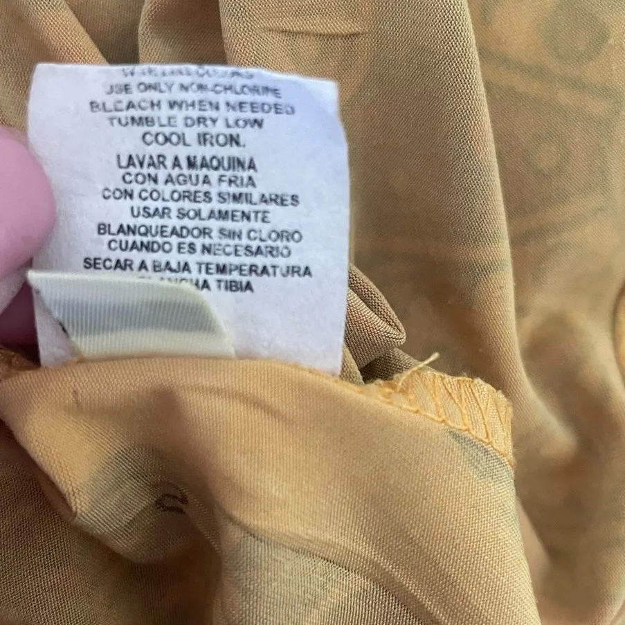 One World Women Maxi Dress S Yellow Batik Print Retro Style Boho Jersey Stretch‎ - Image 9