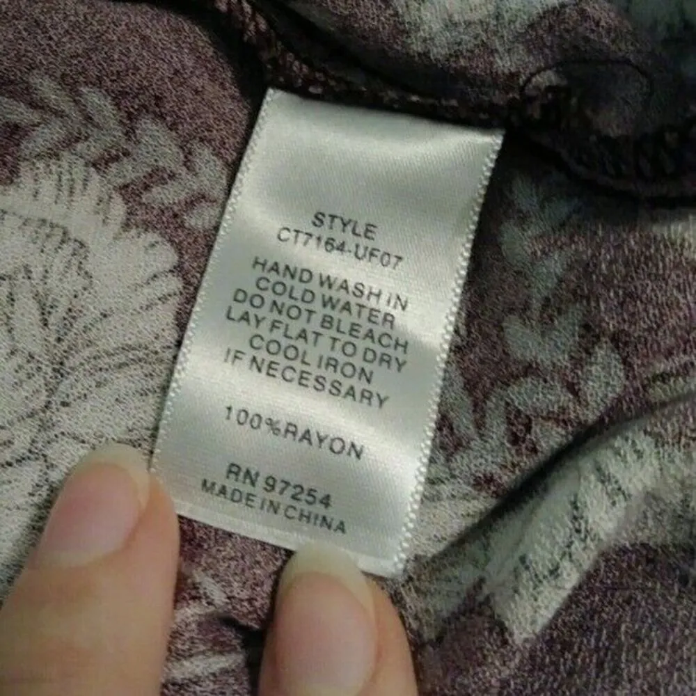 One Clothing Burgundy Floral Ruffle Shoulder Long Sleeve Blouse Top Size S - Image 5