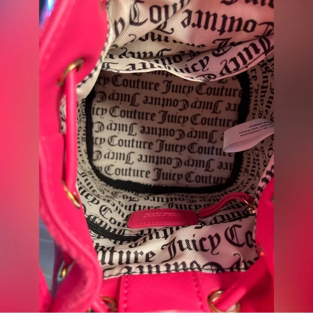 Juicy Couture Pink Suede Drawstring Bucket Bag NWT - Image 6