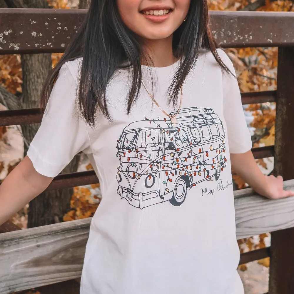 VW Volkswagen Bus Merry Christmas Graphic Tee Size undefined - Image 4