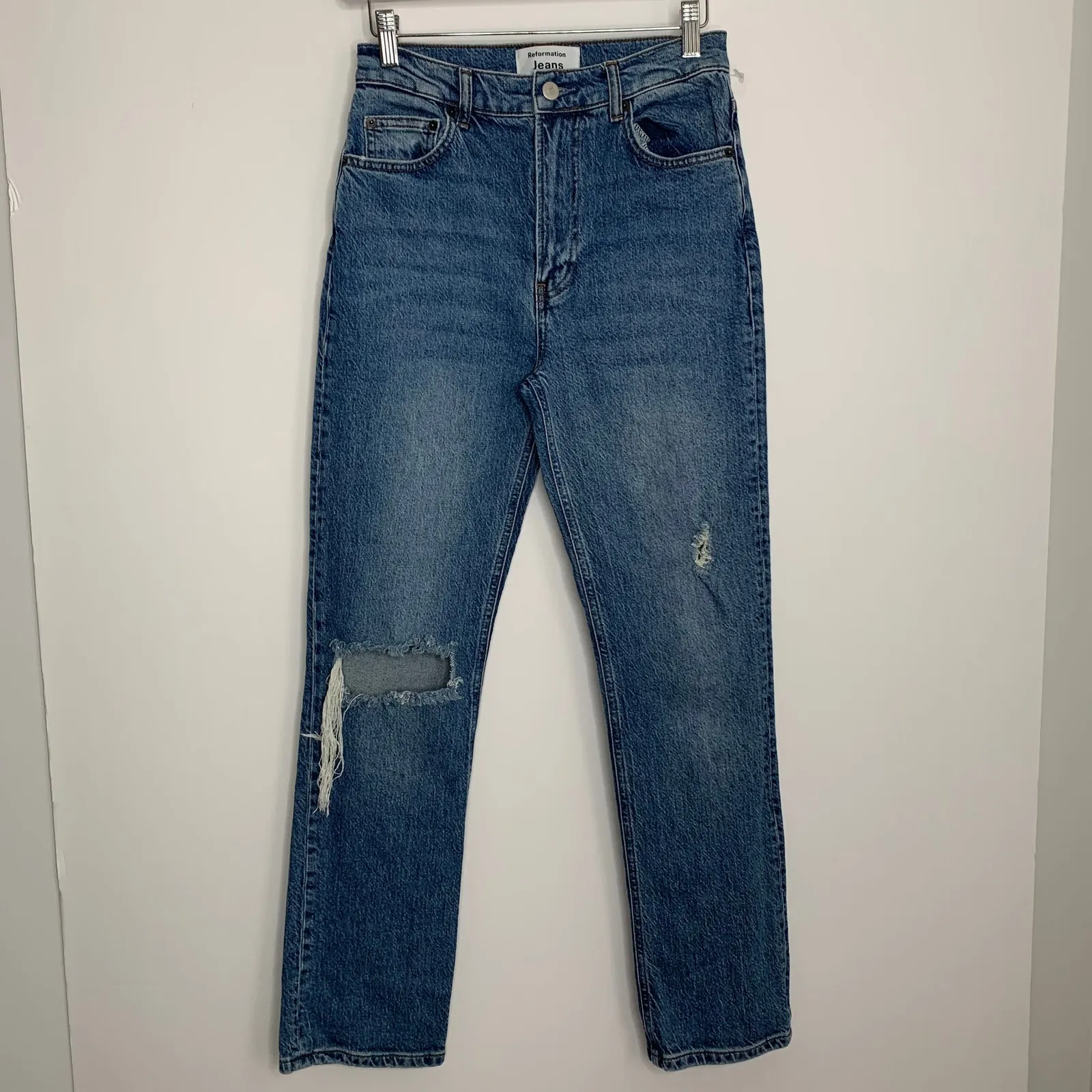 Reformation High Rise Palermo Destroyed Distressed Denim Jeans Size 26 - Image 2