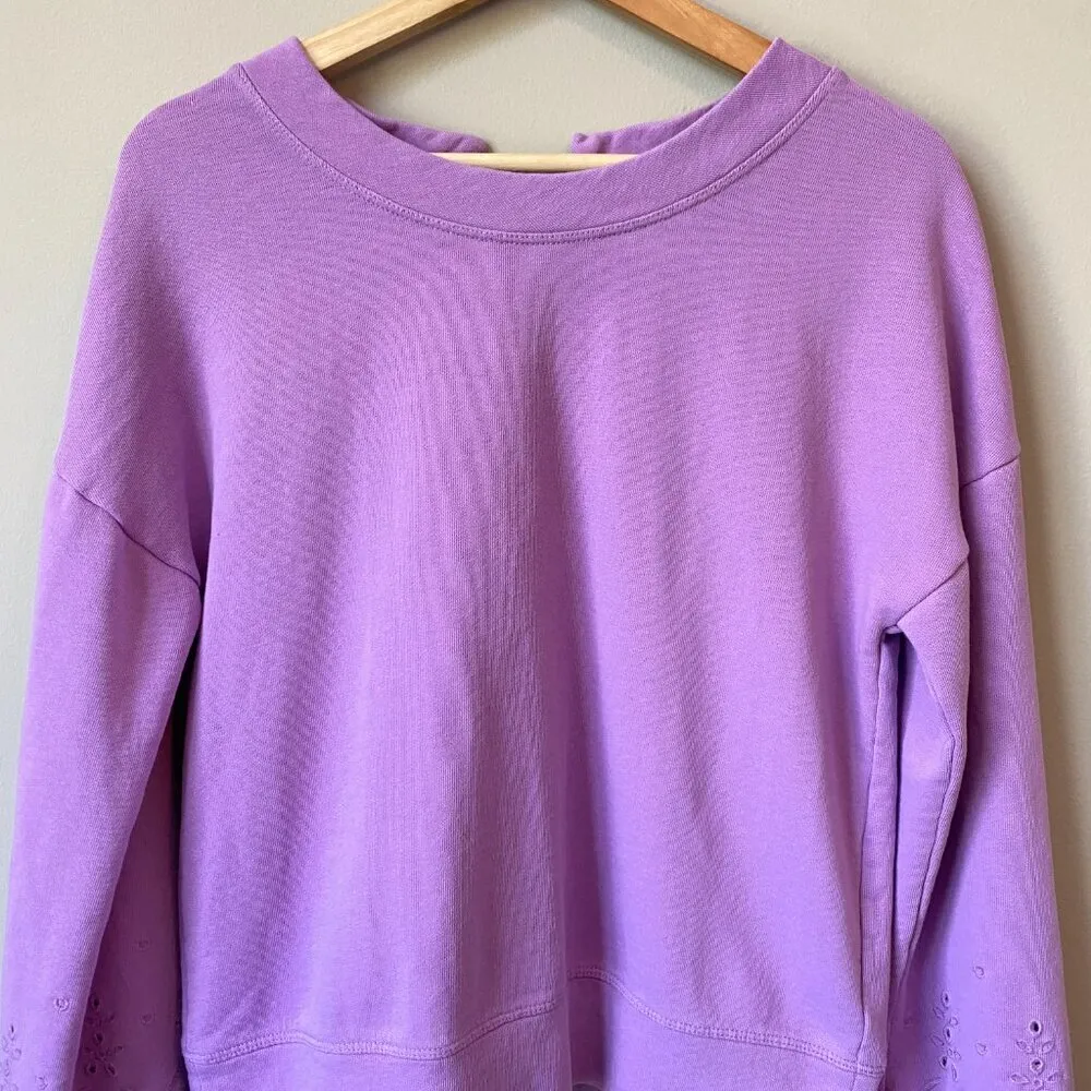 Halogen Women's Size Small Eyelet Purple Crewneck Pullover Sweatshirt Romantic - Image 6