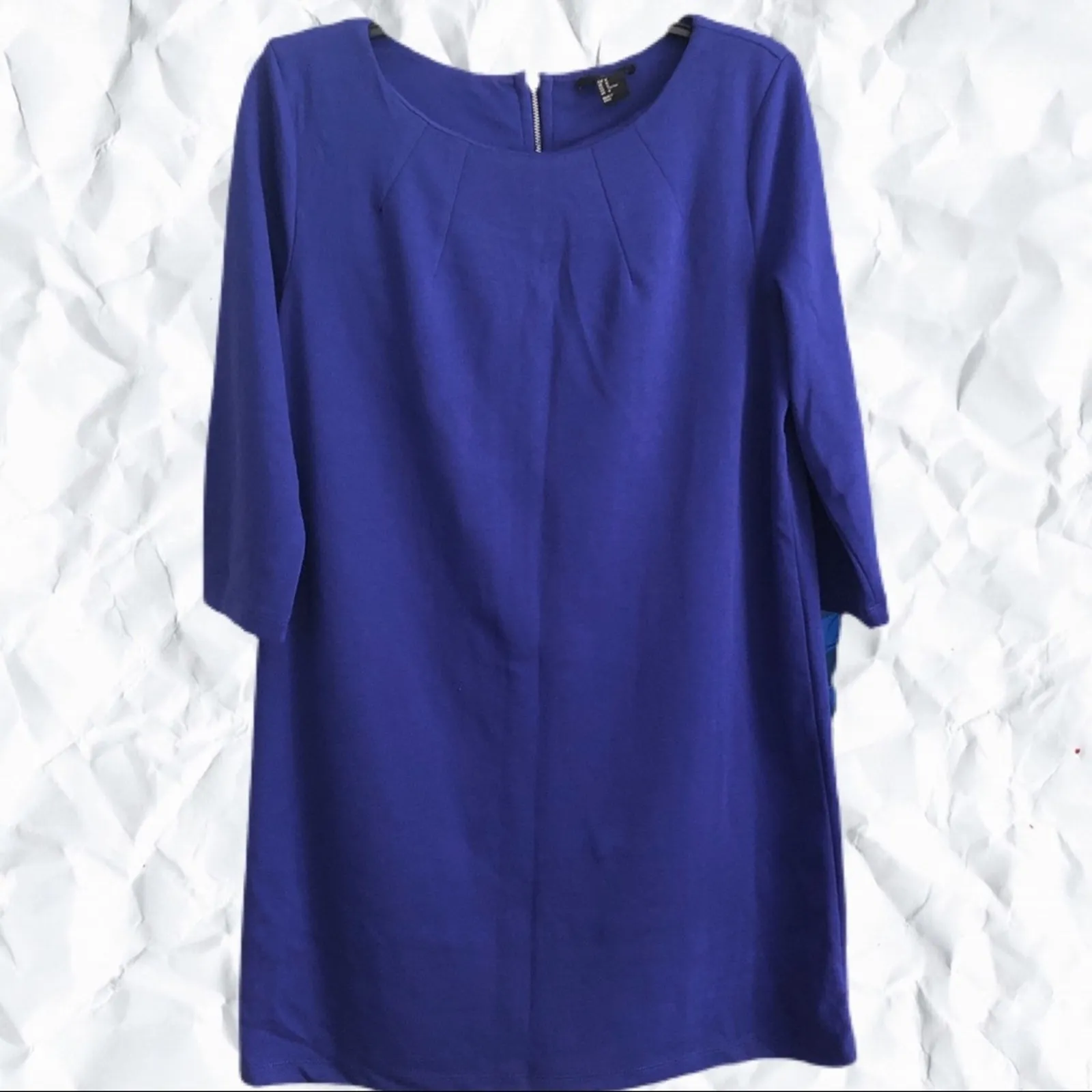 H&M cobalt blue shift mini dress - size medium - Image 3