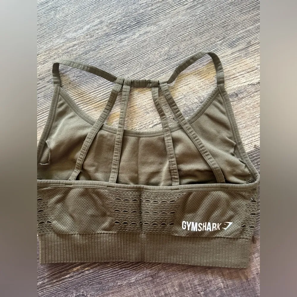 Gym Shark Flex Sports Bra Olive Green Small - Image 3