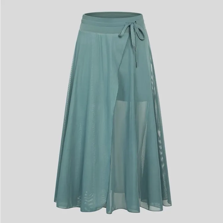 Halara High Waist Mesh Midi Skirt Size Large Mineral Blue - Image 3