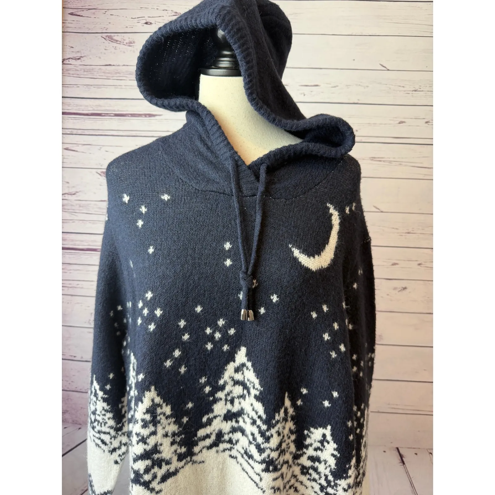 Cupcakes and Cashmere Plus size 2X Hoodie Sweater Holiday Winter Moon Pullover - Image 4