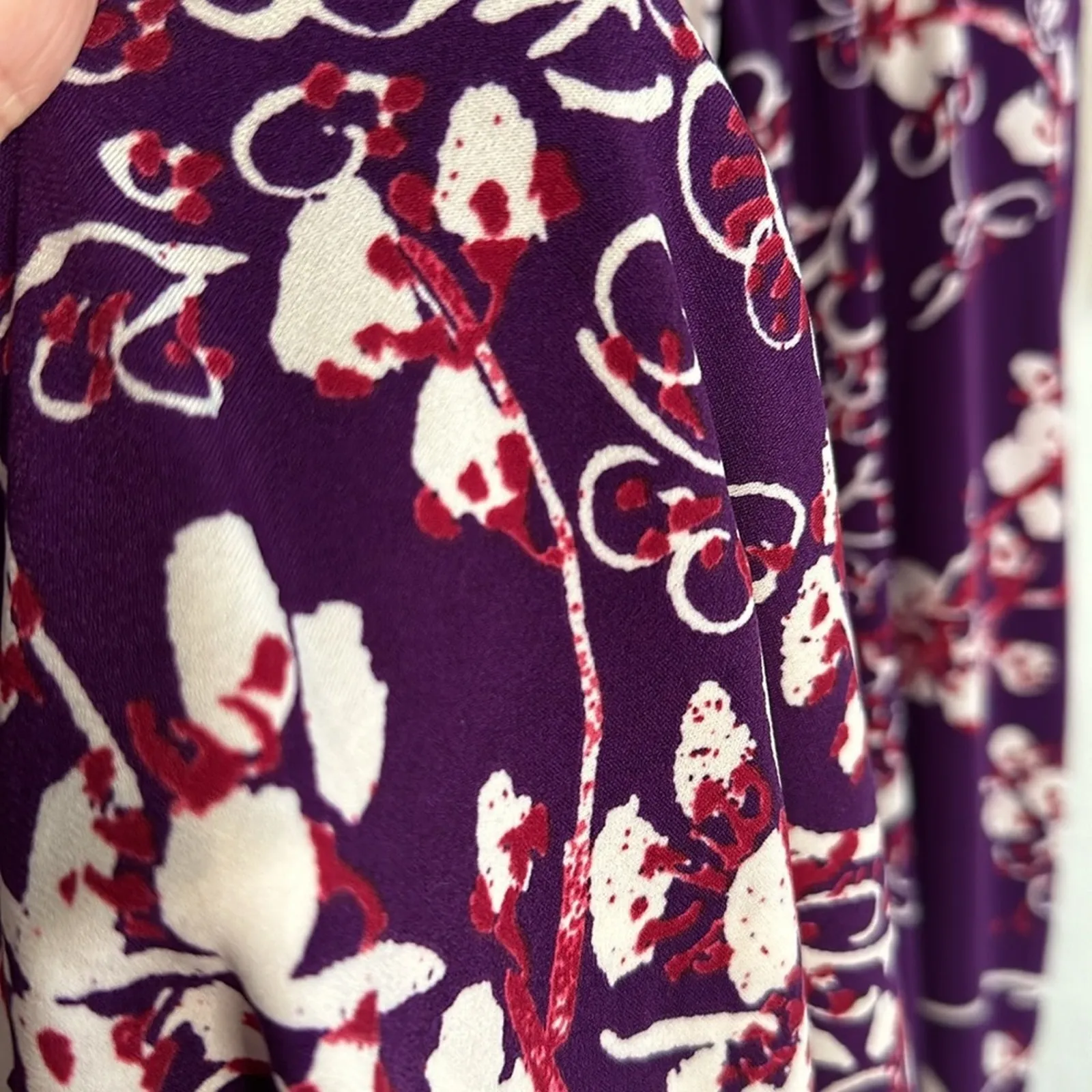 Vivienne Tam Purple Stretchy Wrap Dress Artsy Colorful Classic Y2K 80s 90s Small - Image 5