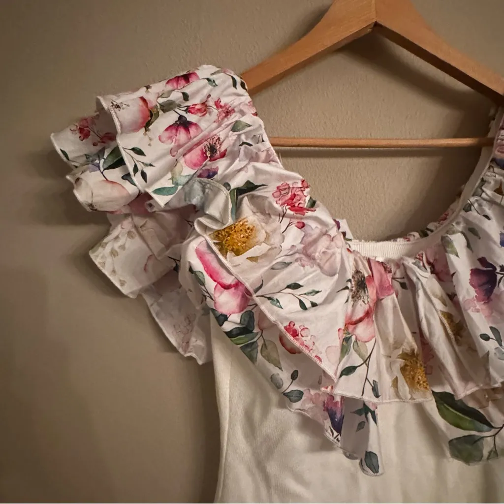 FATE Floral Mini Dress White - Image 3