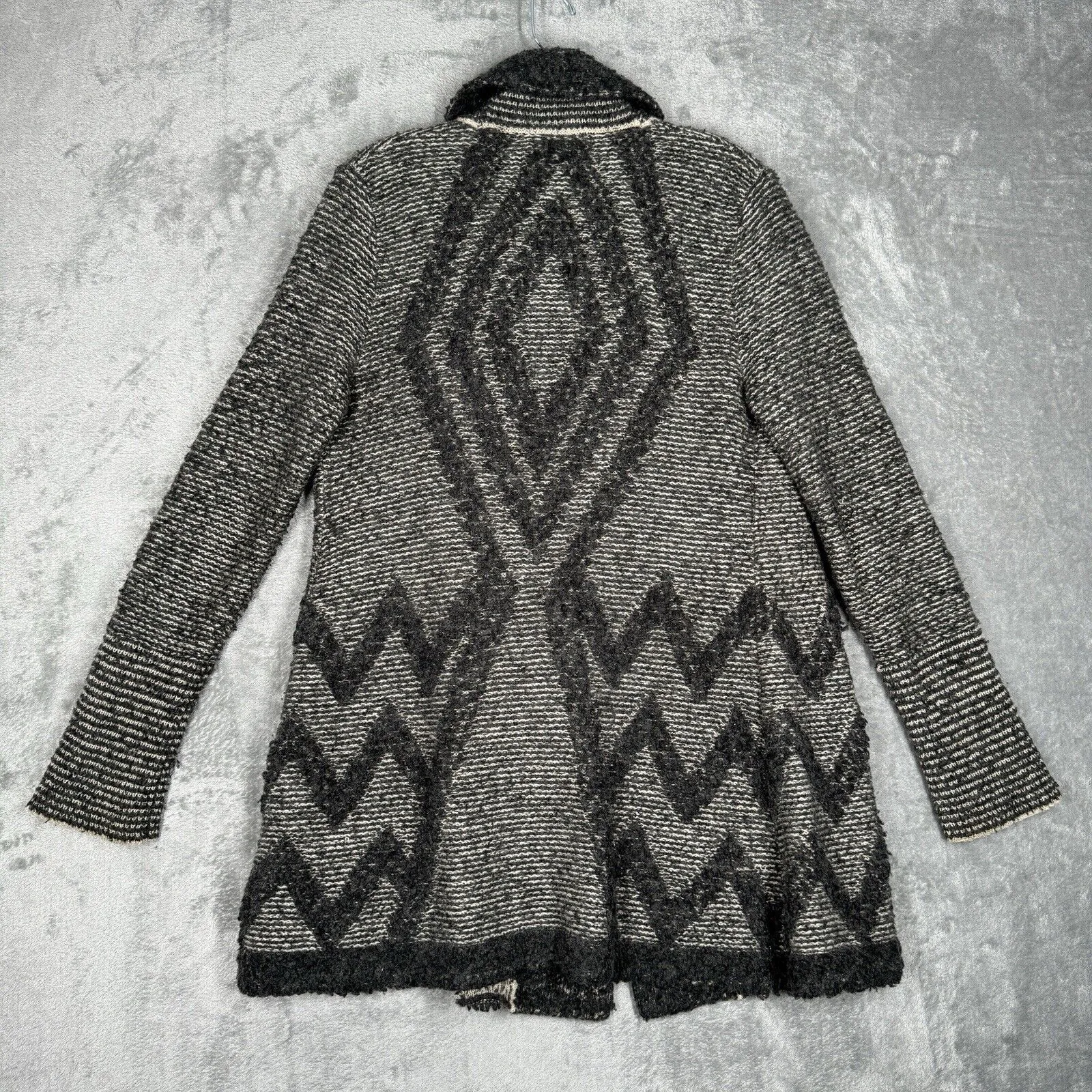 Angel of the North Sweater‎ Womens Medium Gray Black Textured Cardigan Bohemian - Image 3
