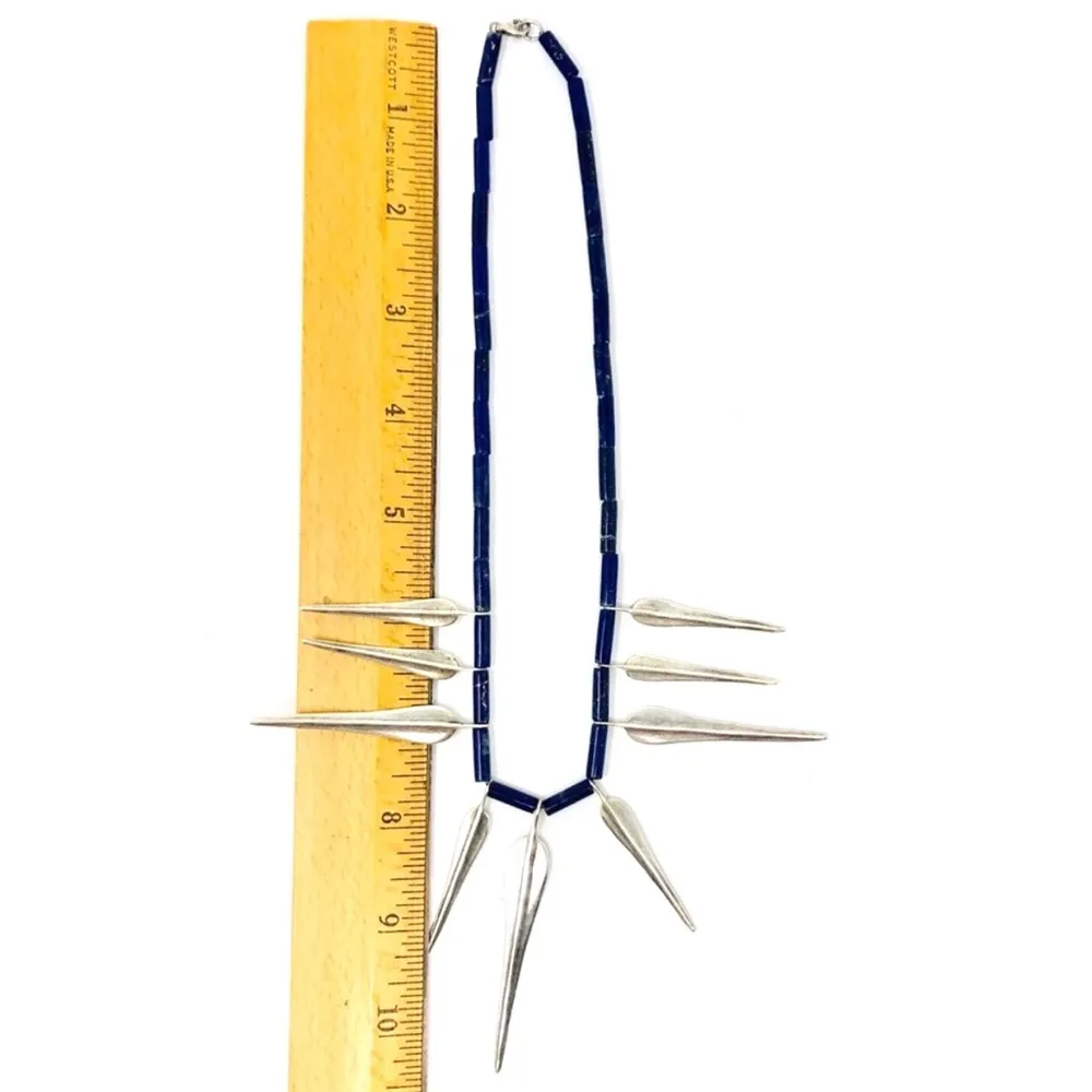 MMA Sterling silver, lapis lazuli Egyptian revival necklace, 33.6g - Image 5