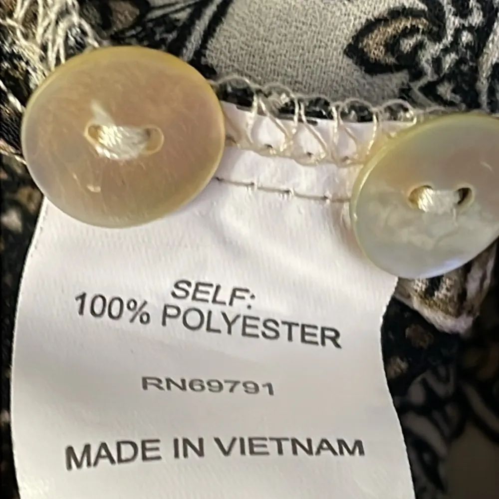 Figueroa & Flower Snake Paisley Print Mix Media Button Down Blouse Black - Image 7