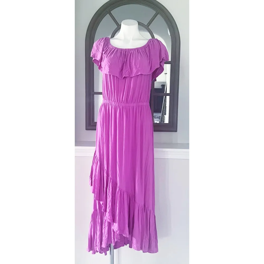 Lane Bryant Ruffle Off-The-Shoulder Maxi Dress in Purple Size 14/16 EXCELLENT! - Image 3