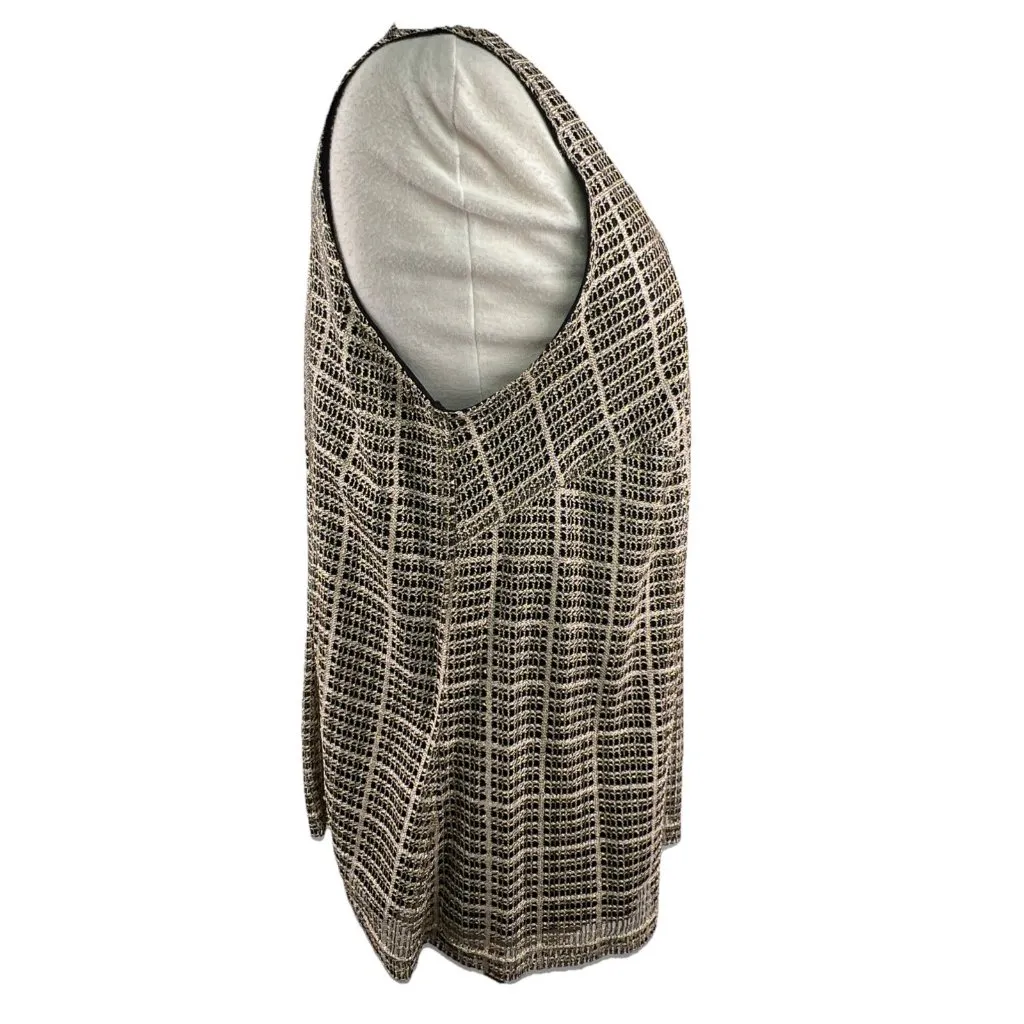 JS Collection Size 1X 2 Pc Metallic Gold Black Faux Diamond Button Top Tank Top - Image 12