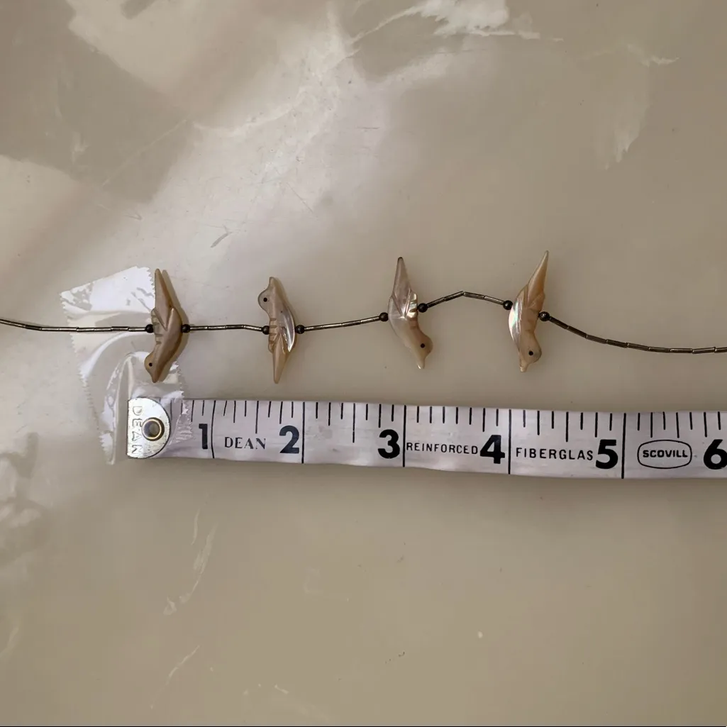 Vintage Carved Shell Bird Necklace Silver - Image 6